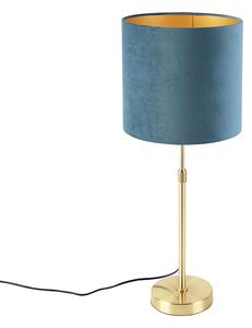Stolna svjetiljka zlatna / mesing s velur nijansom plava 25 cm - Parte