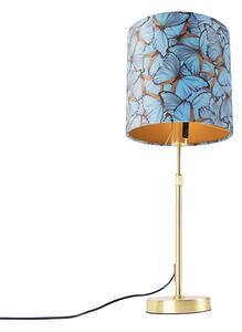 Stolna svjetiljka zlatna / mesing s leptirima baršunaste sjene 25 cm - Parte