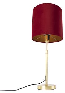 Stolna svjetiljka zlatna / mesing s crvenim baršunastim hladom 25 cm - Parte