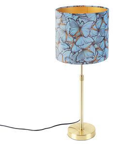 Stolna svjetiljka zlatna / mesing s leptirima baršunaste sjene 25 cm - Parte