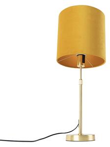Stolna svjetiljka zlatna / mesing s somotom žute sjene 25 cm - Parte