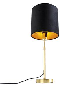 Stolna svjetiljka zlatna / mesing s crnim baršunastim hladom 25 cm - Parte