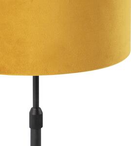 Stolna lampa crna s velurastom nijansom žuta sa zlatom 25 cm - Parte