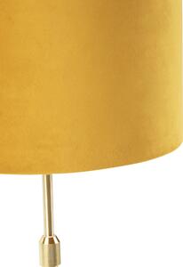 Stolna svjetiljka zlatna / mesing s somotom žute sjene 25 cm - Parte