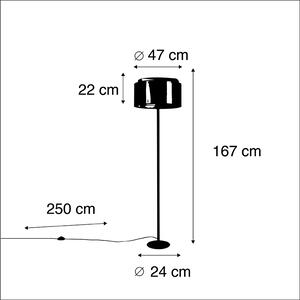 Crna podna svjetiljka s dvostrukom sjenkom crno / bijela 47 cm - Simplo