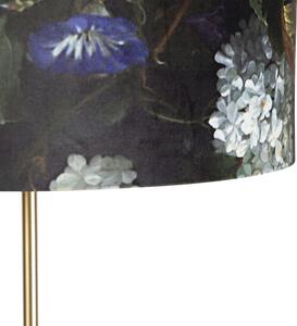 Podna svjetiljka zlatna / mjedena s cvijetom baršunaste sjene 40/40 cm - Parte