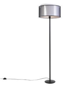 Crna podna svjetiljka s dvostrukom sjenkom crno / bijela 47 cm - Simplo