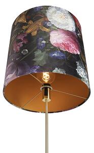 Podna svjetiljka zlatna / mjedena s cvijetom baršunaste sjene 40/40 cm - Parte