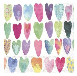 Papirnate salvete u setu od 20 kom Rainbow Hearts - IHR
