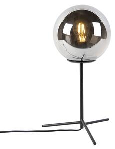 Art deco stolna svjetiljka crna s dimnim staklom 45,5 cm - Pallon
