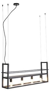 Industrijska viseća svjetiljka crna s nosačem 4-svjetla - Stalak u kavezu