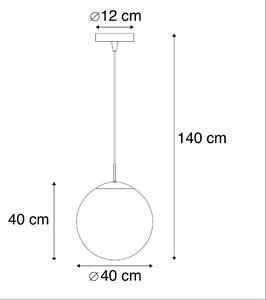 Moderna viseća svjetiljka od mesinga sa dimnim staklom 40 cm - Kugla