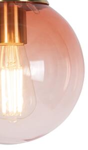 Art deco viseća svjetiljka mesing s ružičastim staklom 20 cm - Pallon