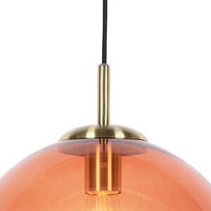 Art deco viseća svjetiljka mesing s ružičastim staklom 33 cm - Pallon