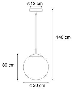Pametna viseća svjetiljka od mesinga s dimnim staklom 30 cm uklj. Wifi ST64 - kugla