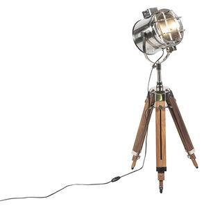 Podna svjetiljka s drvenim stativom i studijskim spotom - Tripod Shiny