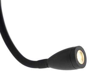Moderna zidna svjetiljka crna 2-svjetlo s USB i flex krakom - Flero