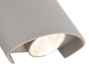 Dizajn vanjska zidna svjetiljka, srebrna, uključujući LED svjetla s 2 svjetla - Silly