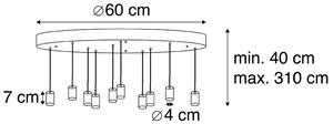 Moderna viseća svjetiljka crna 60 cm 10 svjetiljki - Facil