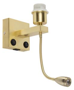Art deco zidna svjetiljka zlatna s USB-om i savitljivom rukom - Brescia Combi