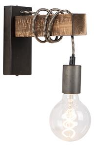 Industrijska zidna svjetiljka crna s drvetom - Gallow
