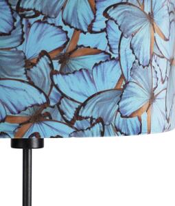 Podna svjetiljka crna s velur sjenama leptira 35 cm - Parte