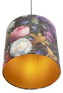 Viseća svjetiljka s cvijetom od velur hlada sa zlatom 40 cm - Combi
