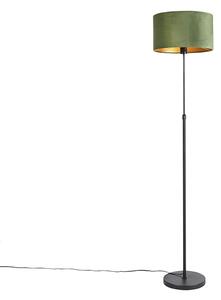 Podna svjetiljka crna s baršunastom nijansom zelena sa zlatom 35 cm - Parte