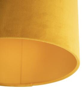 Stropna svjetiljka s velurastom nijansom oker sa zlatom 25 cm - kombinirana crna