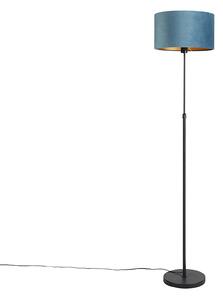 Podna svjetiljka crna s velurastom nijansom plava sa zlatnom 35 cm - Parte