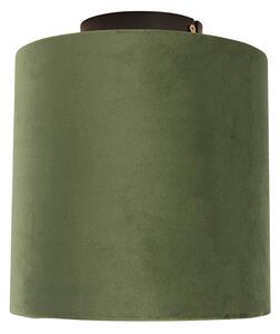 Stropna svjetiljka s velur hladom zelena sa zlatom 20 cm - kombinirana crna