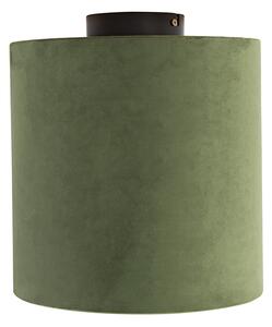 Stropna svjetiljka s velur hladom zelena sa zlatom 25 cm - kombinirana crna