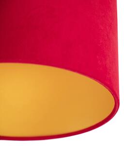 Stropna svjetiljka s velur hladom crvena sa zlatom 25 cm - kombinirana crna