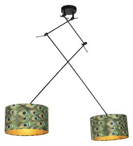 Viseća svjetiljka s baršunastim nijansama paun sa zlatom 35 cm - Blitz II crna