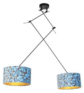 Viseća svjetiljka s leptirima u baršunastim nijansama sa zlatom 35 cm - Blitz II crna