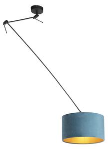 Viseća svjetiljka s velurastom nijansom plava sa zlatnom 35 cm - Blitz I crna