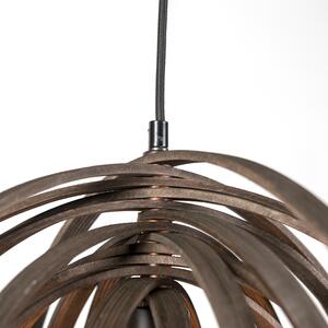 Dizajn okrugle viseće lampe smeđe drvo - Rasporedite