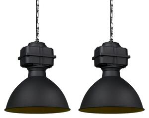 Komplet od 2 industrijske viseće lampe male mat crne - Sicko
