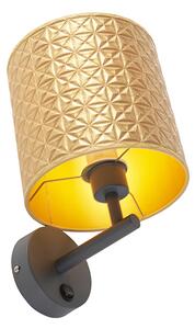 Vintage zidna svjetiljka tamno sive boje sa zlatnom trokutastom sjenilom - Matt