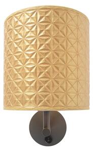 Vintage zidna svjetiljka tamno sive boje sa zlatnom trokutastom sjenilom - Matt