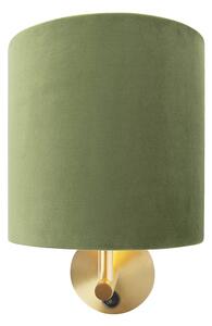 Elegantna zidna svjetiljka zlatna sa zelenim baršunastim hladom - Matt