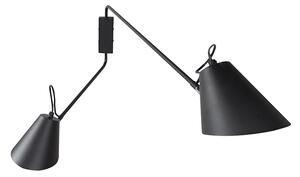 Dizajn zidna svjetiljka crna podesiva za 2 svjetla - Lune
