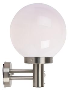 Vanjska zidna svjetiljka čelik nehrđajući čelik IP44 s detektorom pokreta - Sfera