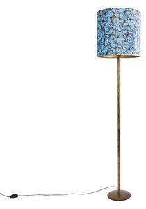 Botanička podna svjetiljka zlatna s dizajnerskom nijansom leptira 40 cm - Simplo