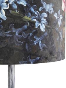 Vintage podna svjetiljka starinska siva sjena cvjetni dizajn 40 cm - Simplo