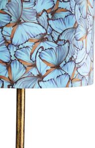 Botanička podna svjetiljka zlatna s dizajnerskom nijansom leptira 40 cm - Simplo