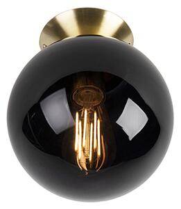 Art Deco stropna svjetiljka mesing s crnim staklom - Pallon