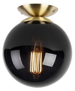 Art Deco stropna svjetiljka mesing s crnim staklom - Pallon