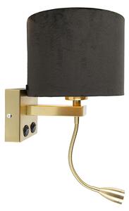 Moderna zidna svjetiljka zlatna / mesing s crnim baršunastim hladom - Brescia