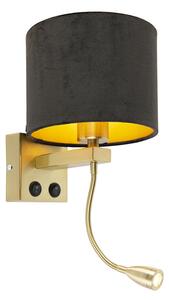 Moderna zidna svjetiljka zlatna / mesing s crnim baršunastim hladom - Brescia